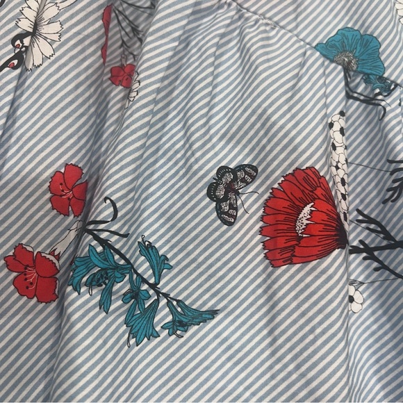 Zara A-Line Skirt Floral Midi Striped Button Front Skirt XS - Picture 5 of 5